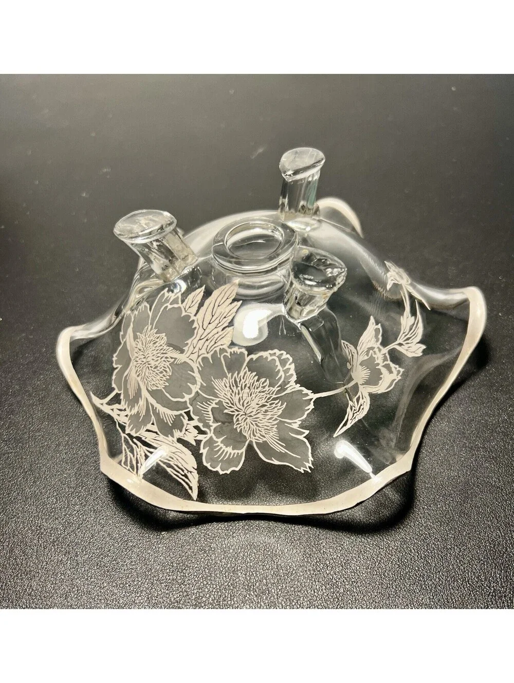 Silver City 1950s Flanders Footed Candy Bon Bon Dish Sterling Overlay, 6.5x3”